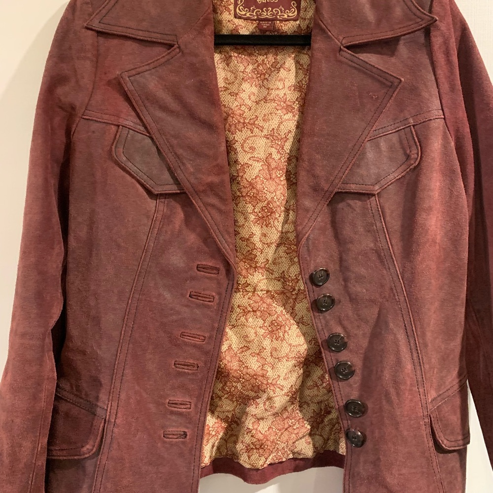 Guess Red Tailored Blazer Velvet-Like Finish